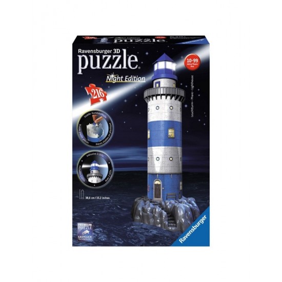 Puzzle 3D "Φάρος" Nυχτερινή 'Eκδοση Ravensburger (216 Kομμάτια)