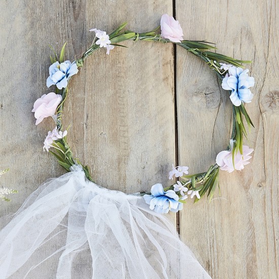 Wreath With Veil Bride To Be Boho Floral Ginger Ray