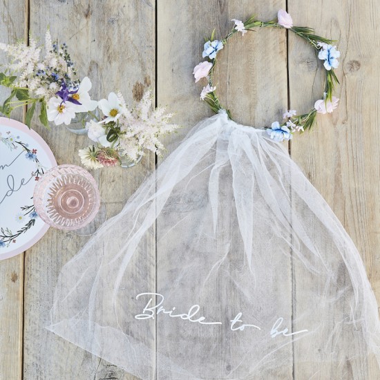 Wreath With Veil Bride To Be Boho Floral Ginger Ray