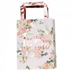 "Rose Gold Foiled Floral Bride Bags" Gift Bags FH-211 (5 pieces