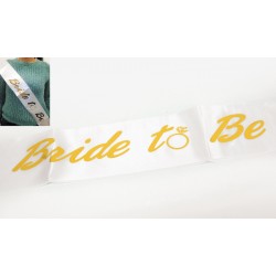 SATIN RIBBON WHITE - GOLD "BRITE TO BE"