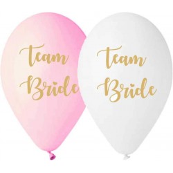 LATEX BALLOON PRINTED WHITE AND BABY PINK "TEAM BRIDE"