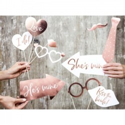PHOTO BOOTH PROPS SET "ROSE GOLD WEDDING"