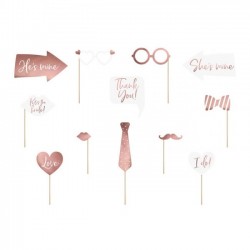 PHOTO BOOTH PROPS SET "ROSE GOLD WEDDING"