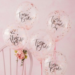 Balloons With Confetti Pose Gold Team Bride (5 Pieces)