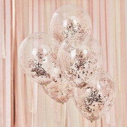 Balloons With Confetti Pink Gold (5 Pieces)