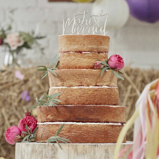 Ξύλινο διακοσμητικό τούρτας “ Just Married “ 